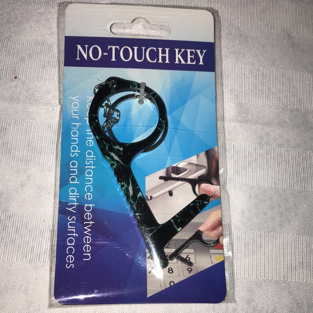 No touch key. Keep your distance between your hands and dirty surfaces.